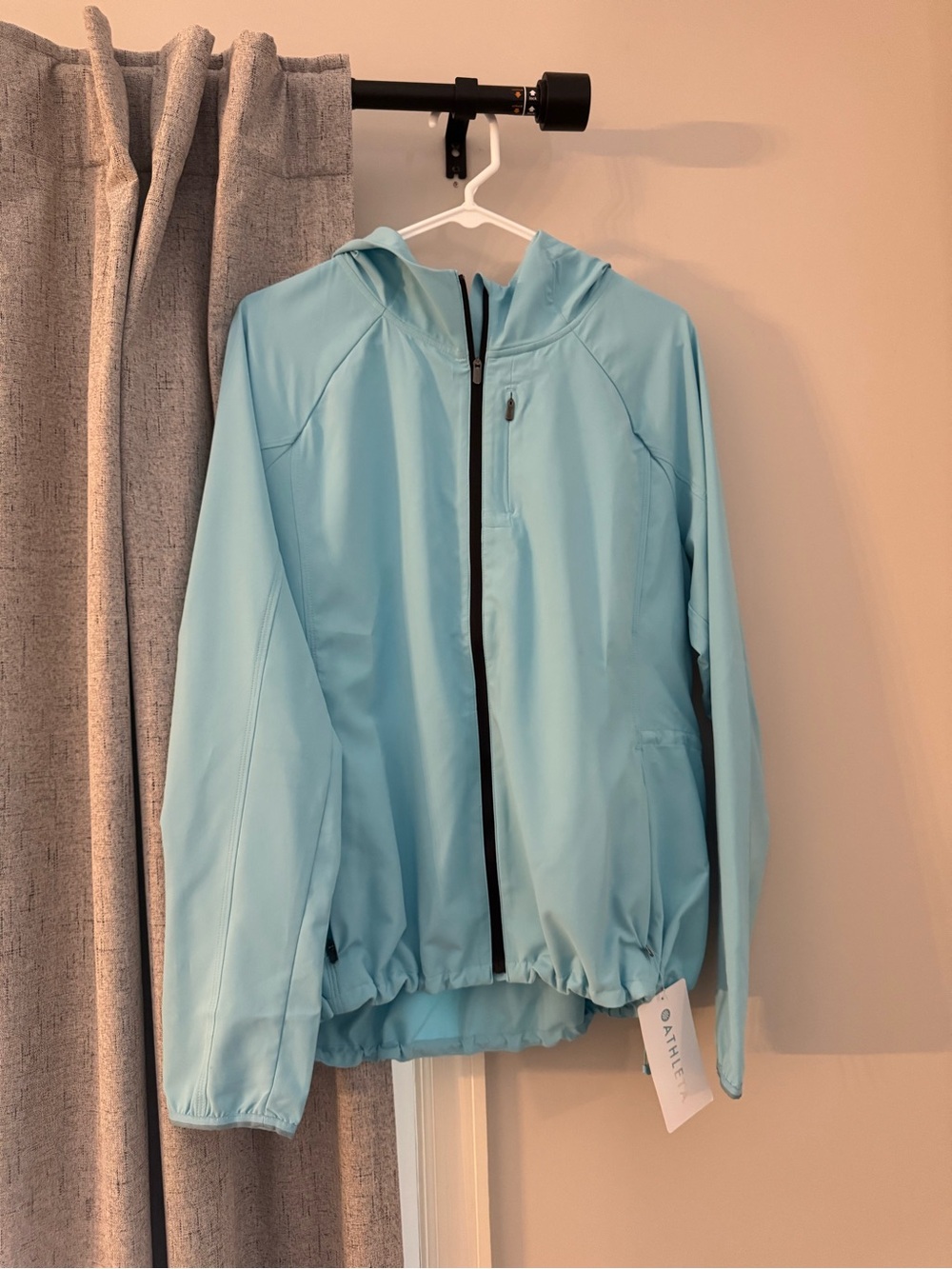 Athleta Light Blue Hooded Windbreaker Jacket